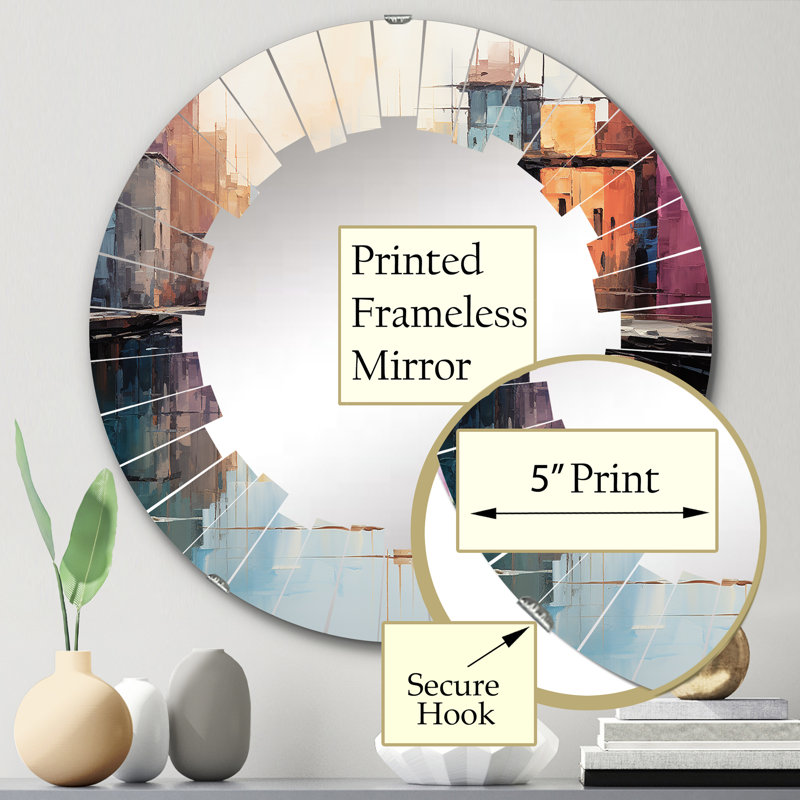 Zarazoga - Miroir mural abstrait rond, 24 po x 24 po
