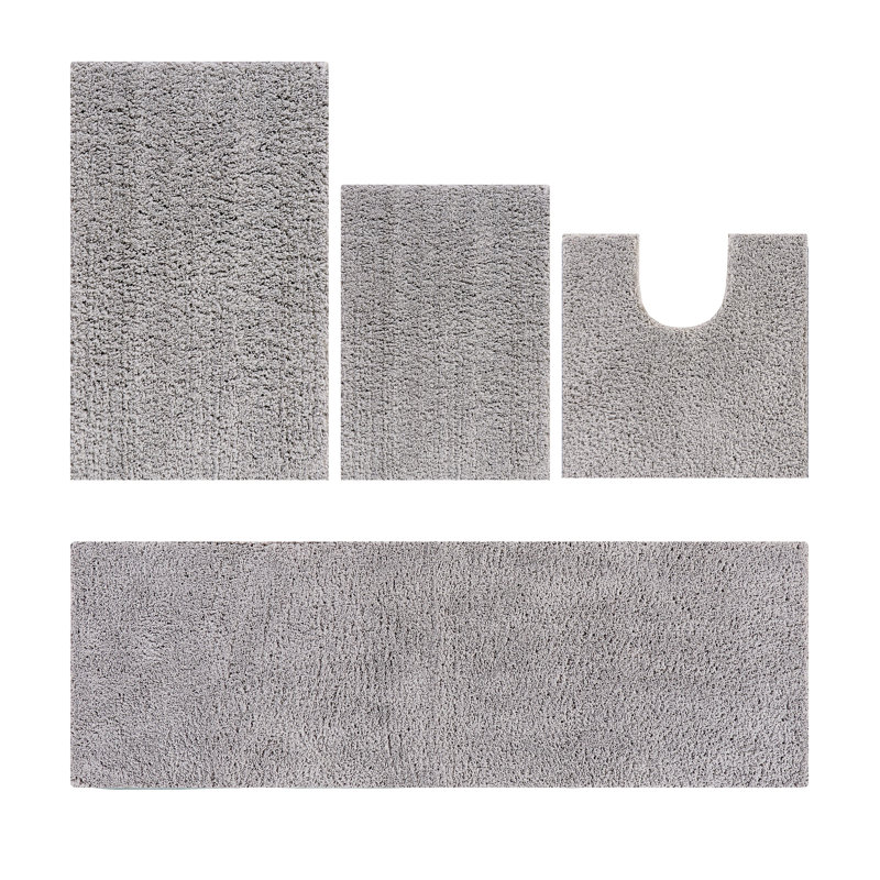 Ensemble de tapis de salle de bain 4 pièces Annaise, Gris, Ensemble de 4 pièces (17 po x 24 po | 20 po x 20
