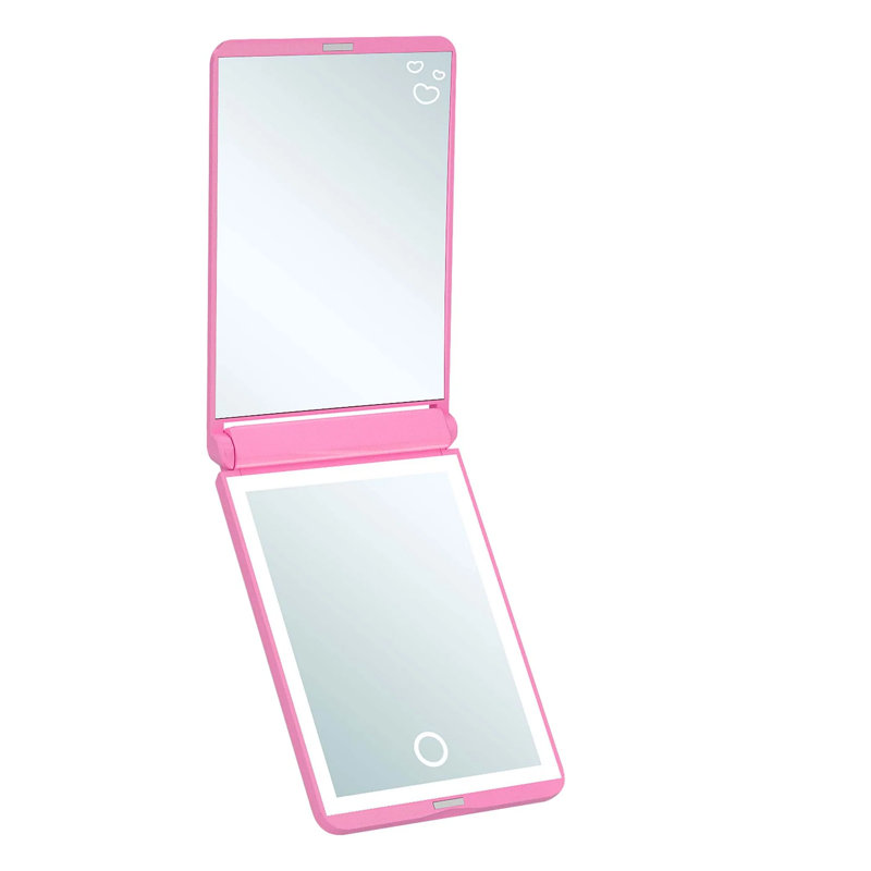Impressions Vanity Hello Kitty And Friends Core Touchup 2.0 LED Compact Mirror For Purse, Ultra Slim Bifold Lighted Travel Makeup Mirror With 2X Magnification, Adjustable Brightness, And Touch Control