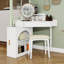Bureau de coiffeuse avec miroir à DEL, tabouret et armoire latérale-602244635