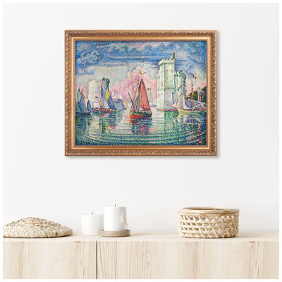 Entrée du port de la Rochelle Framed Arts Image Size:20x16 Framed Size:26.5x22.5 Wooden Golden Framed Paul Signac Classic Art Reproductions. Giclee Print