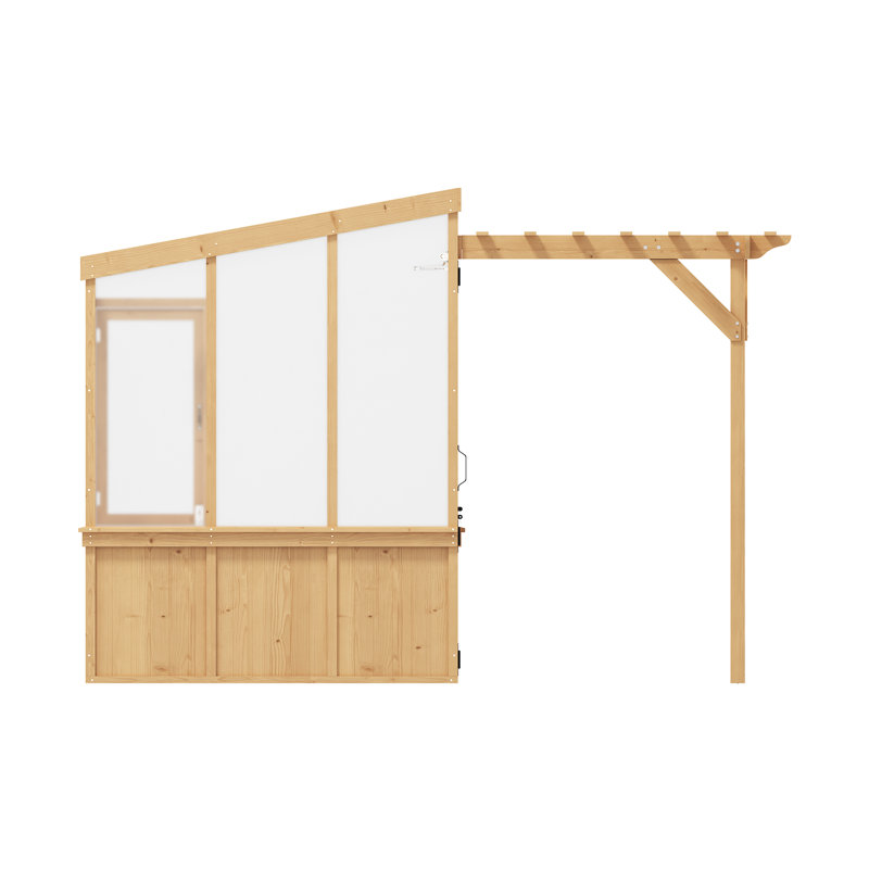Serre-pergola combinée en cèdre naturel avec étagères, 81,2 po H x 108 po L