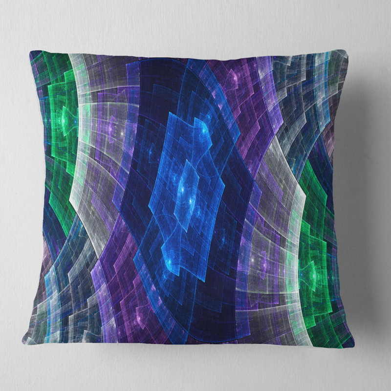 Housse de coussin carré , 16 po x 1 po, Coussin décoratif, Bleu / vert