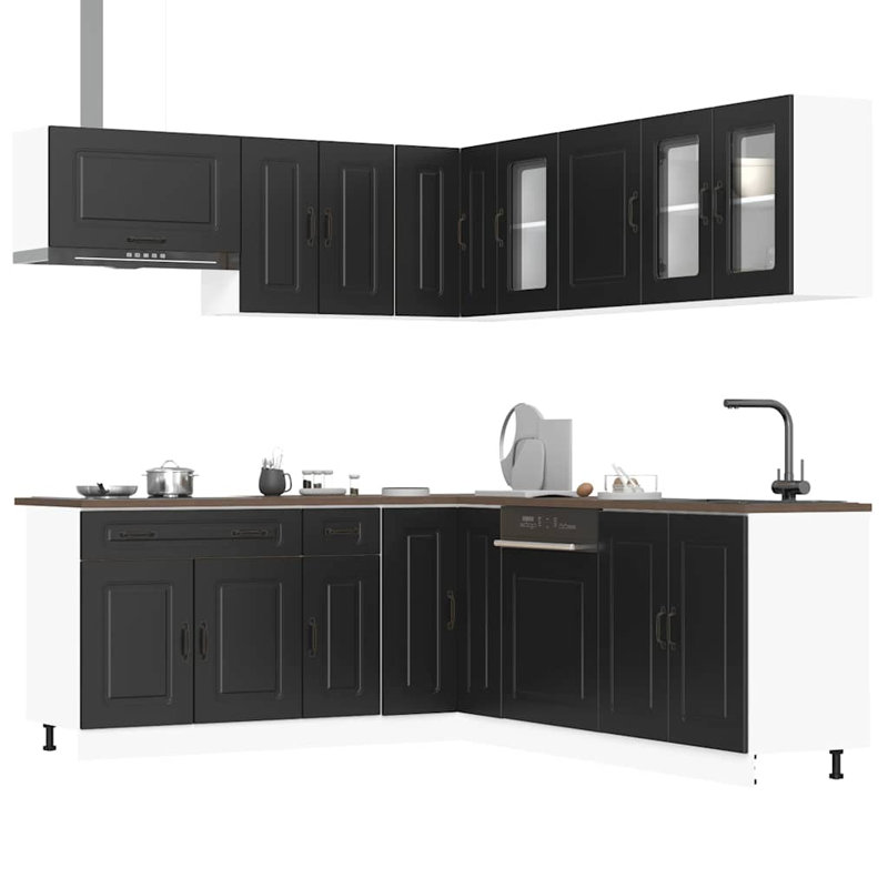 Kalmar Kitchen Cabinet Set, Black