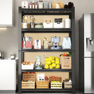 Heavy Duty Black Metal Shelf Organizer With 2000 Lbs Loading, Adjustable Shelves For Garage And Office - Rust- 72"H 5 Shelving Rack, Capacity, Kitchen Pantry Goods Open-Wire Design