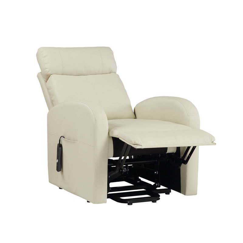 Fauteuil inclinable électrique en cuir synthétique Ricardo, Similicuir beige