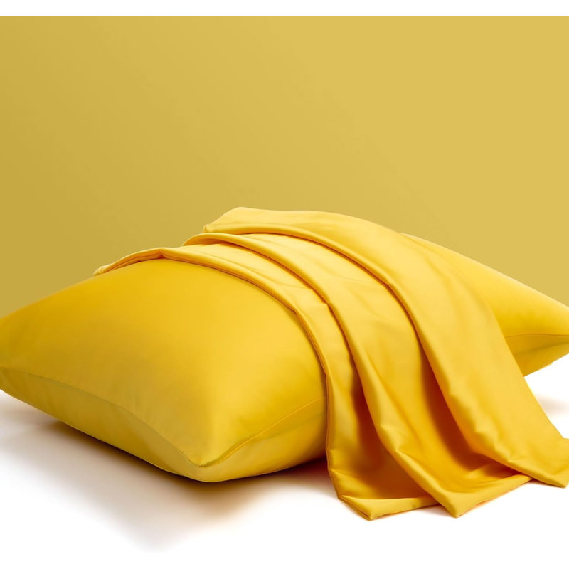 Luxe Mulberry Silk Pillowcases with Hidden Zipper (Set of 2), Queen Pillowcase, Mimosa