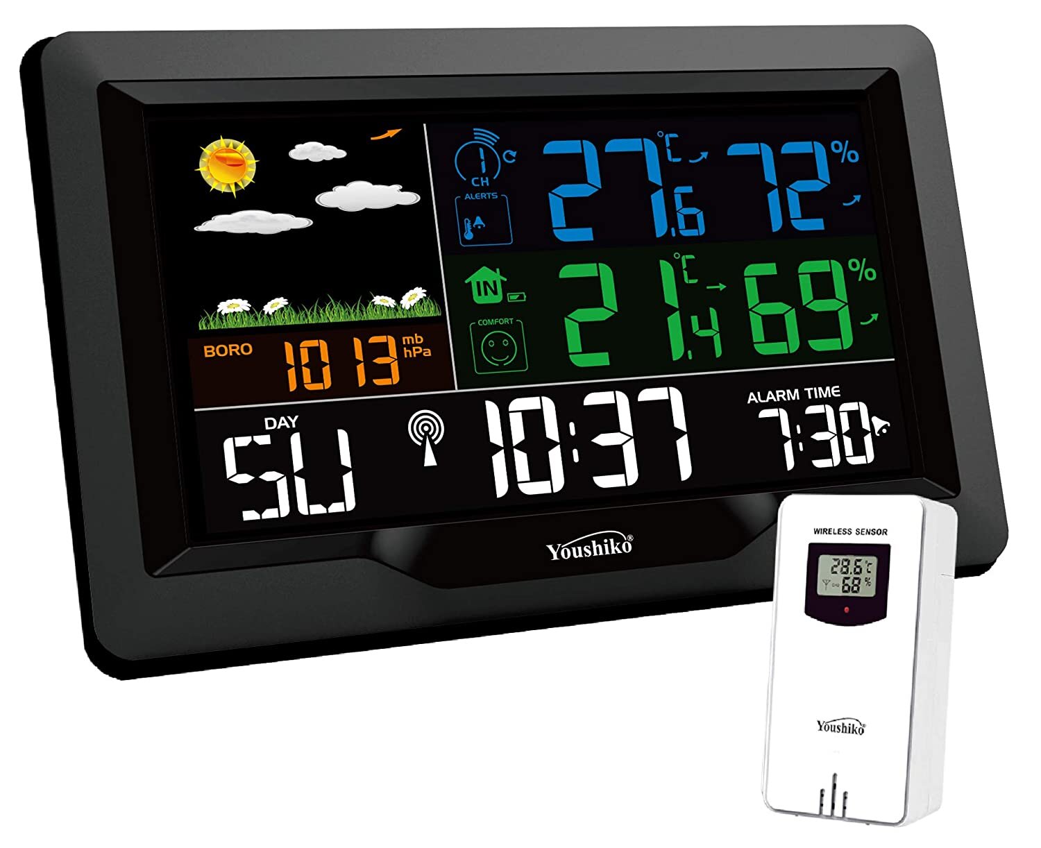 Weather Station With Outdoor Indoor Sensor, Msf Wireless Digital
