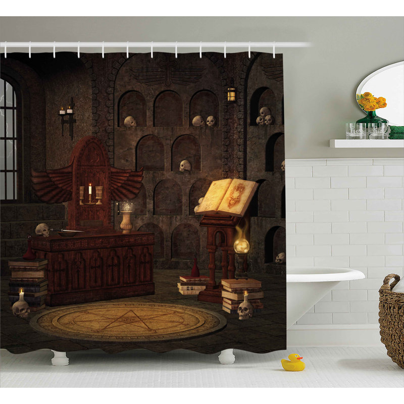 Rideau de douche et crochets de douche avec crâne magicians gothic, l 69 po x L 84 po