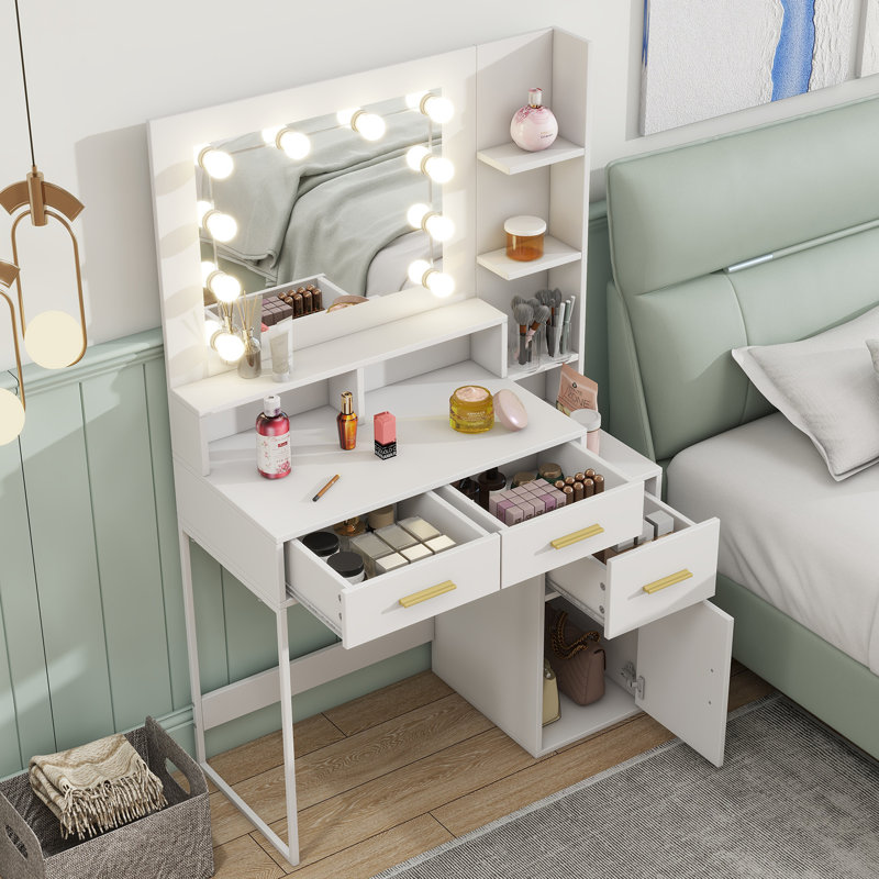 Makeup Vanity Table With LED Mirror