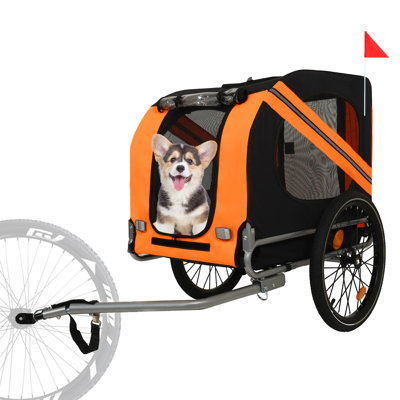 Black-grey Large Folding Dog Bike Trailer – 100lb Capacity All-terrain Pet Carrier, Durable Steel Frame For Cycling, Jogging & Outdoor Adventures