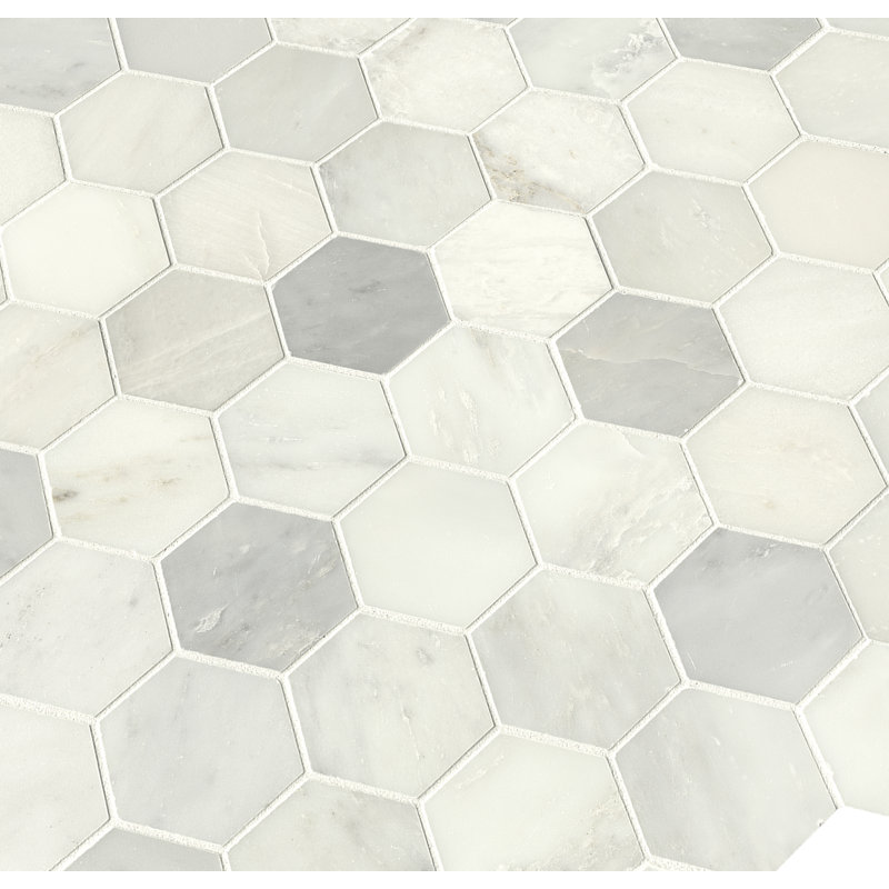 Greecian 3" x 3" Marble Honeycomb Mosaic Wall & Floor Tile