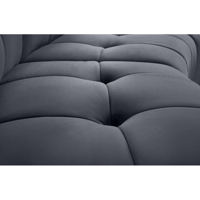 Jedson Velvet Sectional Symmetrical, Grey Velvet