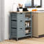 Chariot de cuisine compact avec étagères, gris - Surface en bois, tiroirs et plateau amovible pour un gain d'espace optimal. Tiroirs de rangement à roulettes, plateau, roulettes et organisation des aliments.