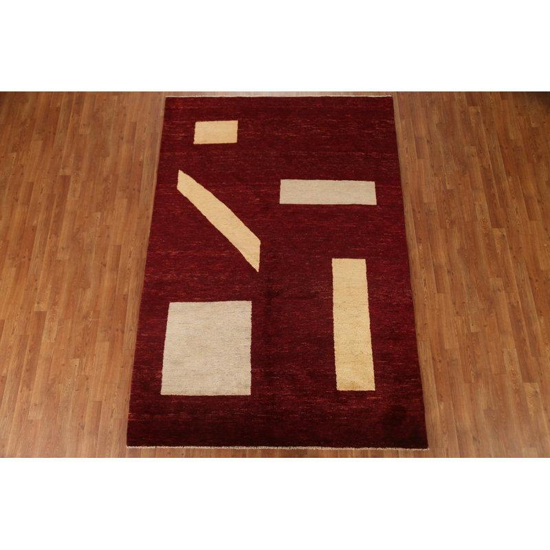 One-of-a-Kind Rectangle 5'6'' x 8' Rectangle Wool Area Rug in Beige and Red