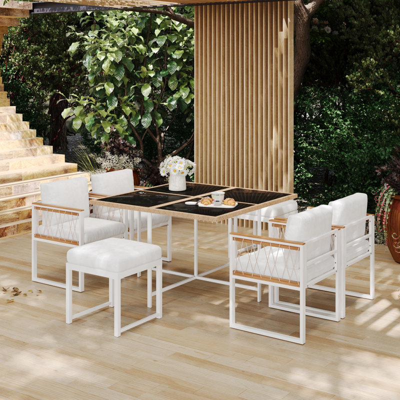 6 - Person Patio Dining Set with Square Table