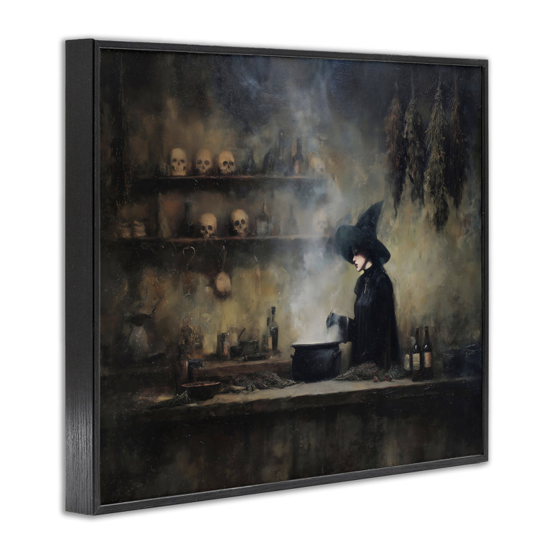 «Witch's Cauldron Brew», dessin par Arlington Prints, H 11 po x l 14 po, Giclée encadrée noir minuit