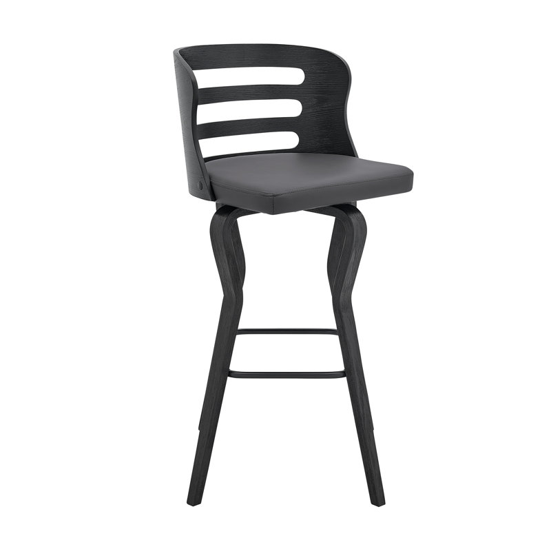 Modern Swivel Bar Stools, Gray Faux Leather Wood Design For Home