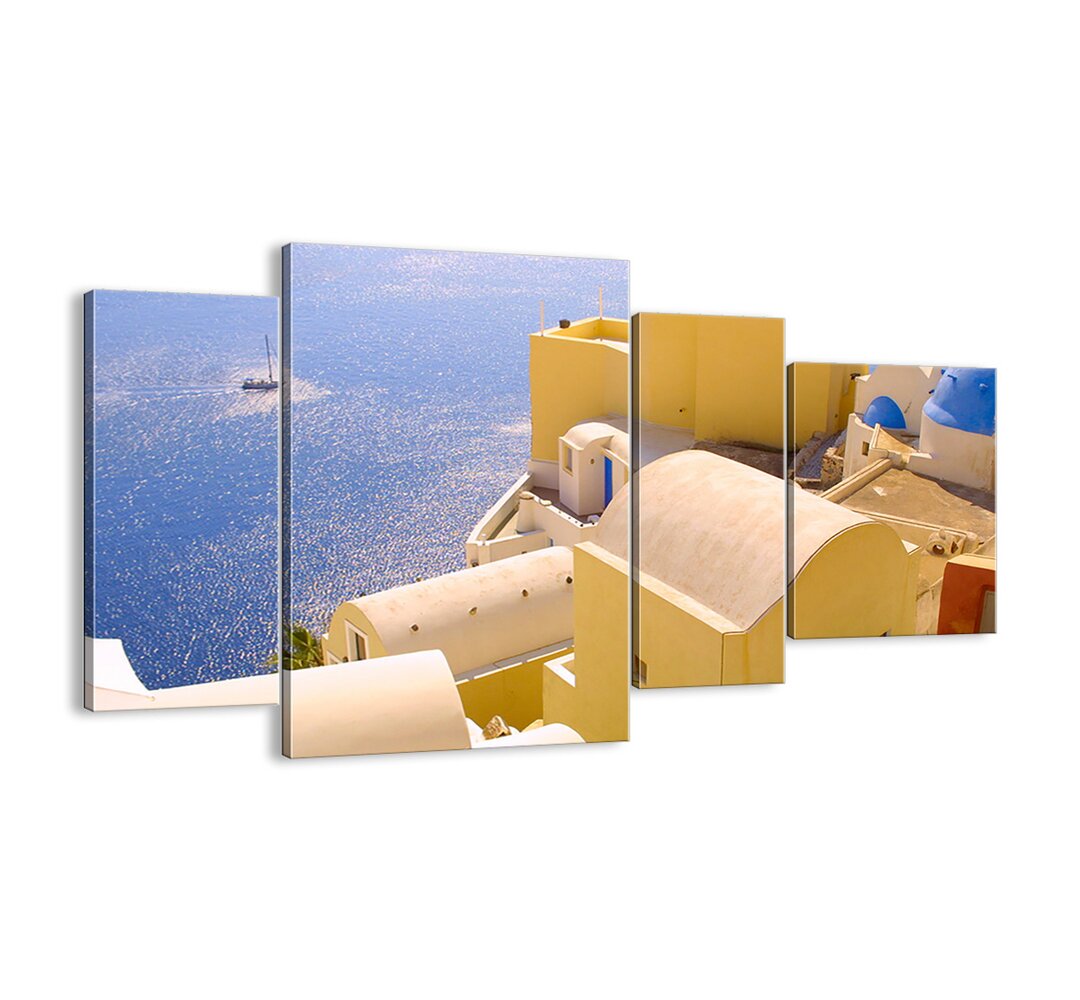 4-tlg. Leinwandbilder-Set - Fotografie „Greek Landscape in White and Blue”