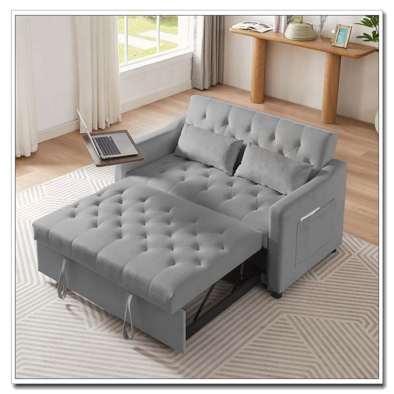 Canapé-lit escamotable de 53,15 po, Gris