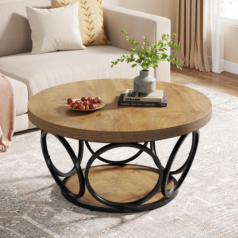Frame Coffee Table with Storage, Light Brown