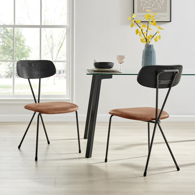 Yaseen 18'' H Upholstered Side Chair, Brown, Faux Leather