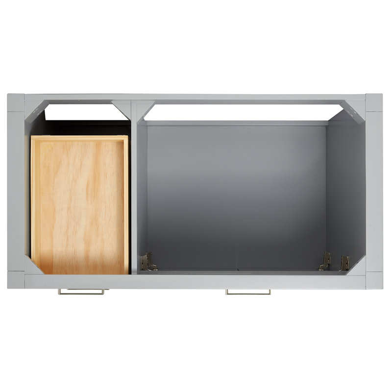 8_ARIEL Bristol 42 Single Sink Bathroom Vanity with Carrara White Quartz, Rectangle, Gray, 42"