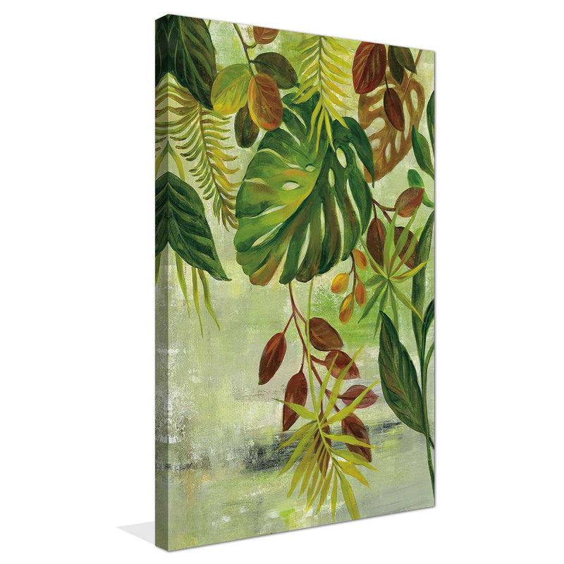 «Tropical Greenery II» par Silvia Vassileva - Peinture, Toile tendue, H 40 po x l 24 po x P 1,5 po