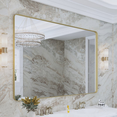 Lesamuel Filleted Corner Wall Mounted Bathroom and Vanity Mirror With Aluminum Frame