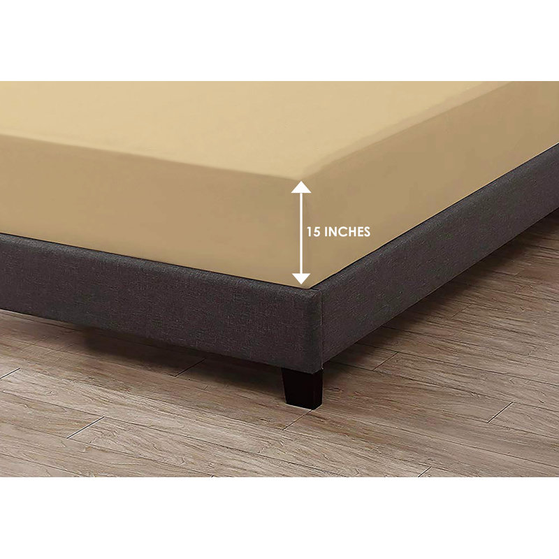Egyptian Cotton Sateen Fitted Sheet, Queen, Sand
