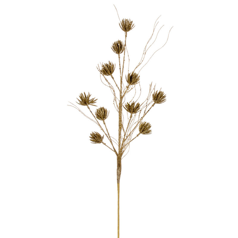 Vickerman 30" Seafoam Mini Flower Glitter Spray, 6 per bag., Gold