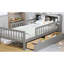 Lit simple gris avec rangement pour tête de lit et garde-corps fonctionnels - Taille élégante, pratique et efficace-680396709