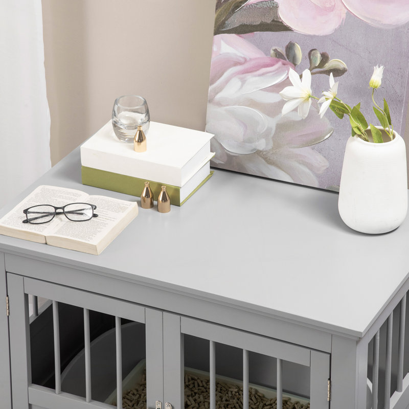 Table de bout pour chien avec triple porte, Gris foncé