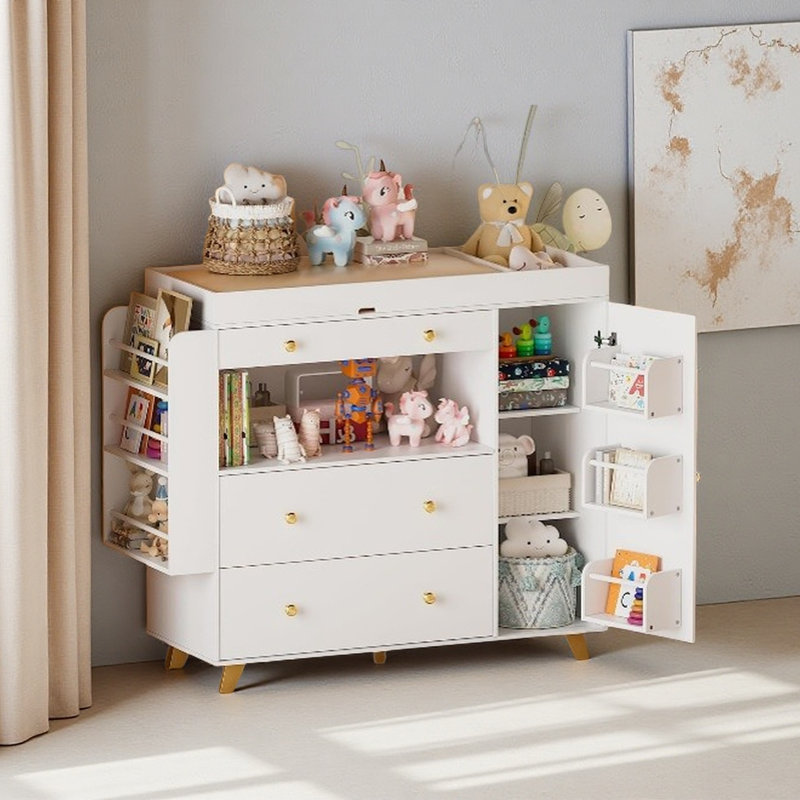 Commode à langer avec plateau large, 3Drawers