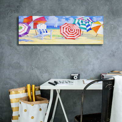 «Umbrella Beach Bright» par Paul Brent, reproduction d'art sur toile