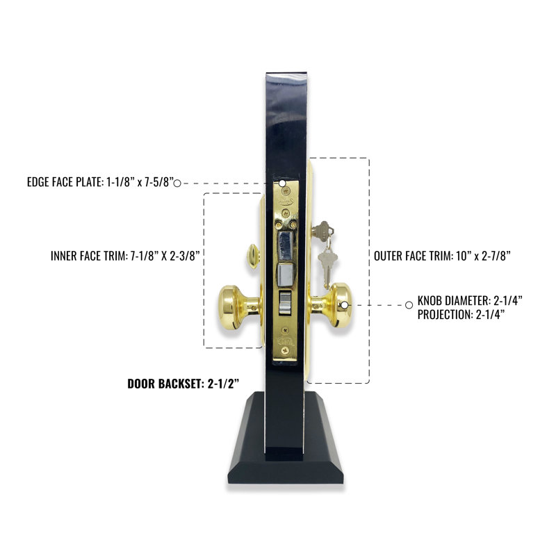 Mortise Brass Knobs With Deadbolt Entry Set, Right 