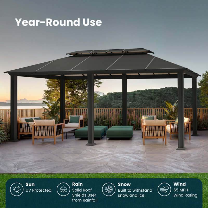 Santa Monica Aluminum Patio Gazebo, 20 ft  x 12 ft