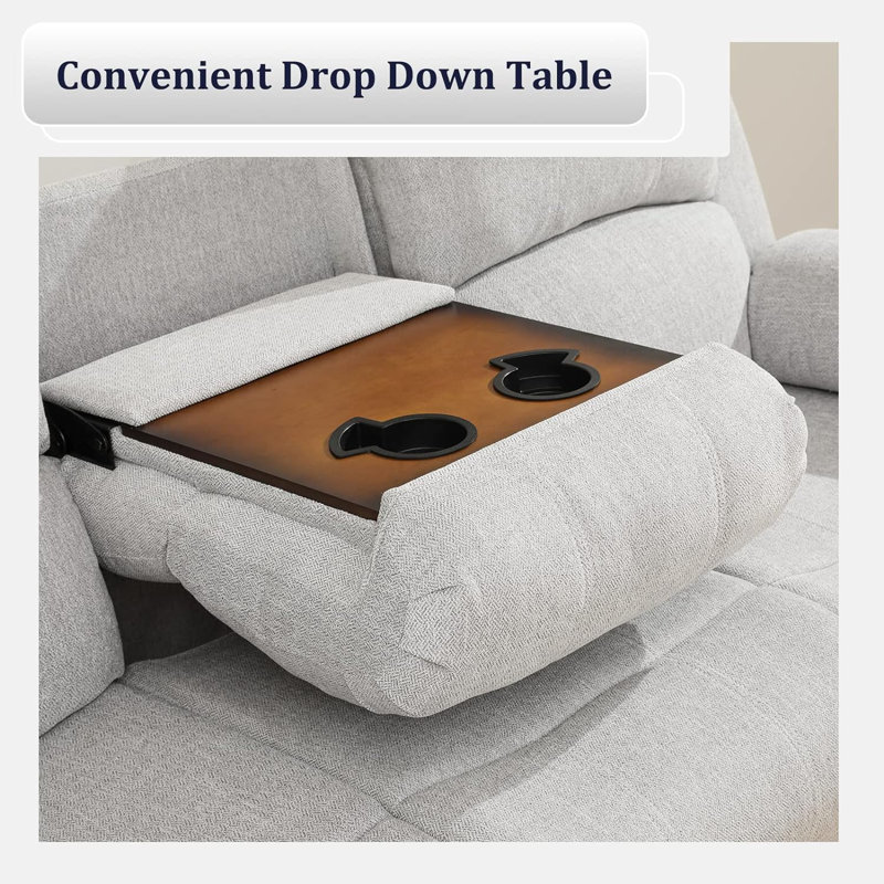 78.5" Manual Reclining Sofa, Light Gray