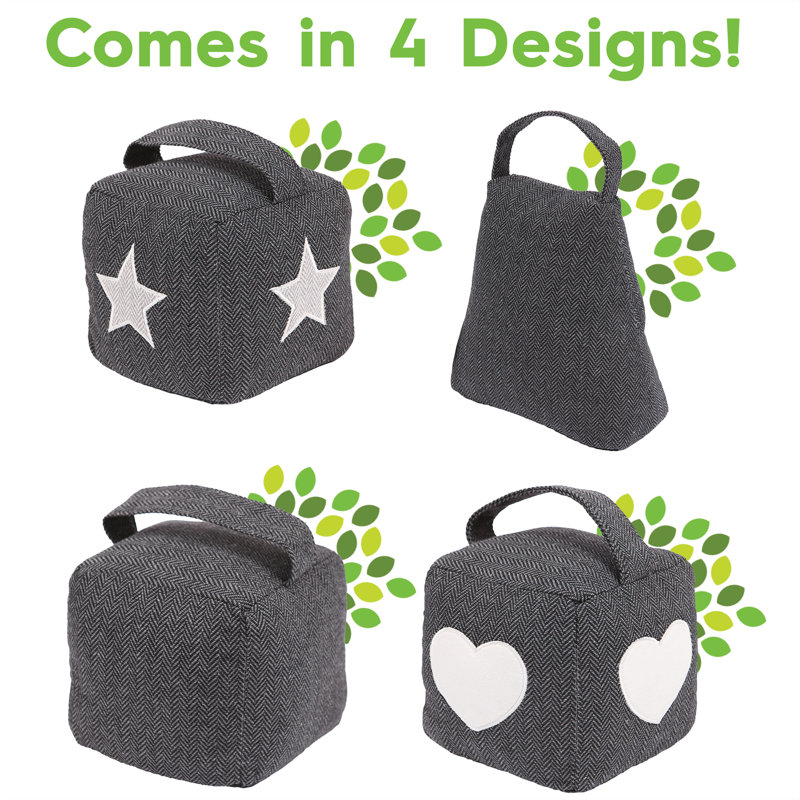 Nicola Spring - Triangular Herringbone Fabric Door Stop with Handle - Set of 2