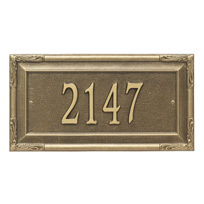 Plaque d'adresse murale 1 ligne personnalisée Gardengate, Laiton antique, Oui