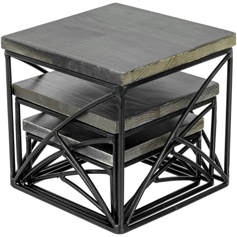 3 Piece Cake Stand Set, Black/Grey
