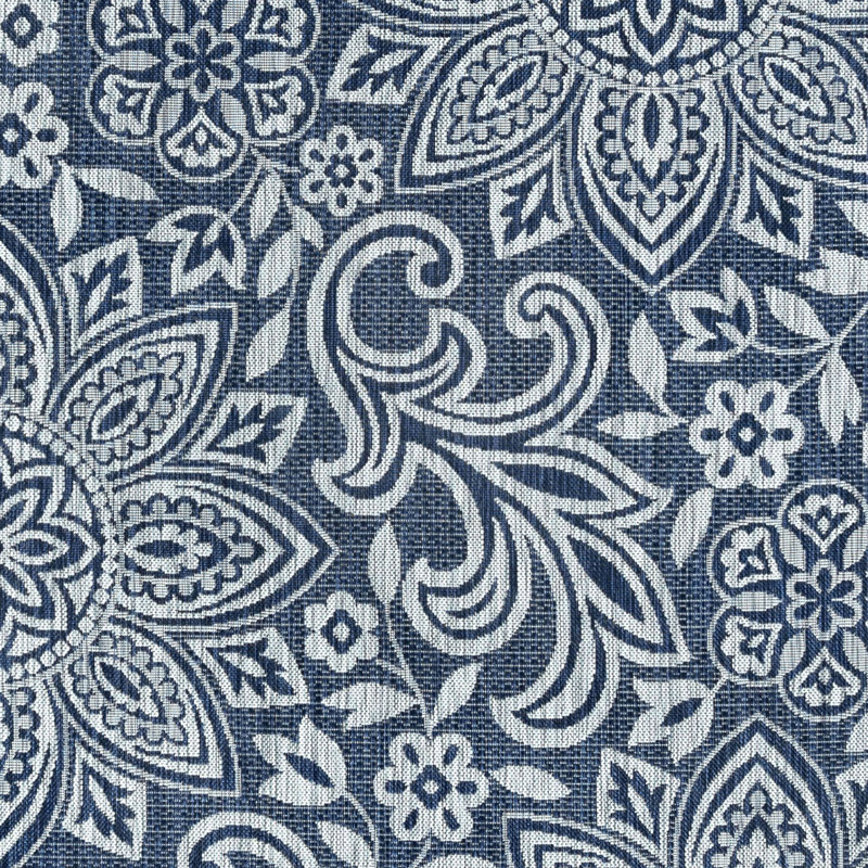 Tapis intérieur / extérieur bleu marine / gris clair Curvin, Rectangle 2 pi x 3 pi
