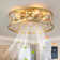 20" Bladeless Reversible Caged Crystal Ceiling Fan With Light Kit And Remote Control