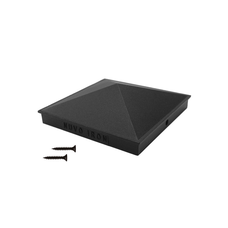 Nuvo Iron - Capuchon de poteau en forme de pyramide ornementale en aluminium noir 6 po x 6 po