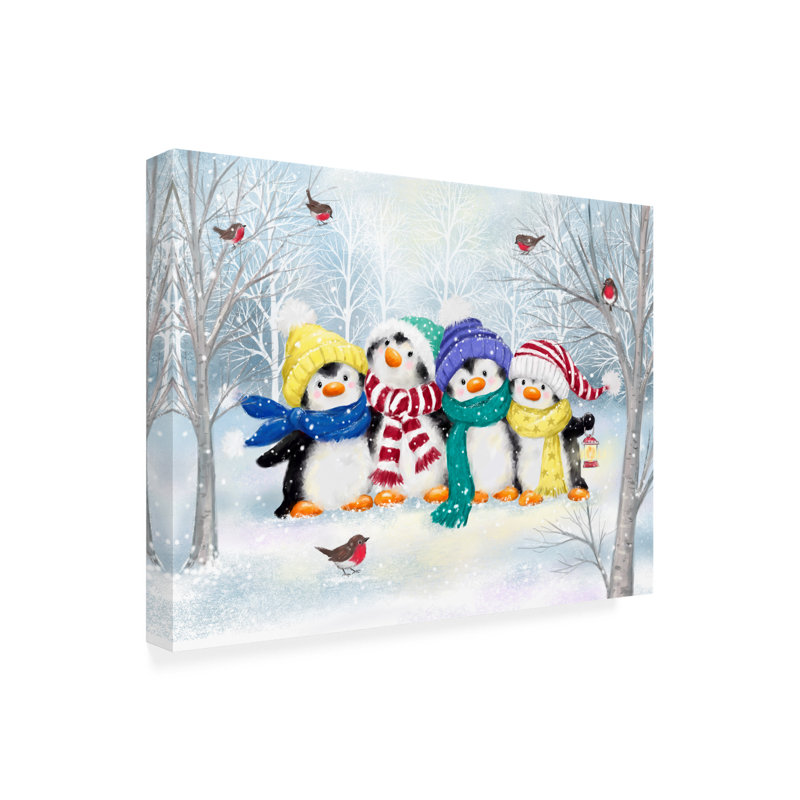 Art sur toile «Bachelor pingouin amis», H 14 po x l 19 po