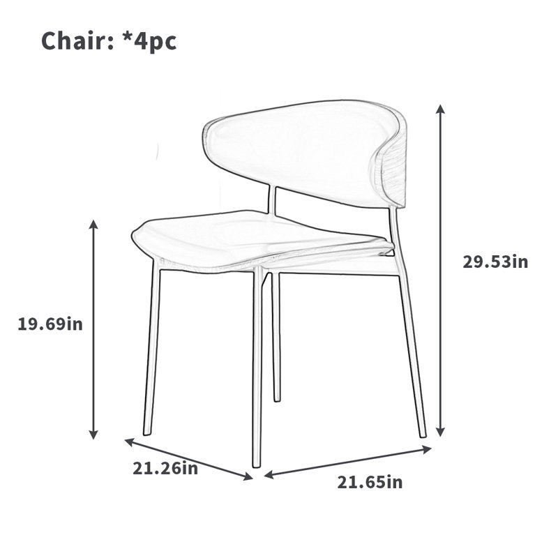 Solid wood dining chair with minimal backrest