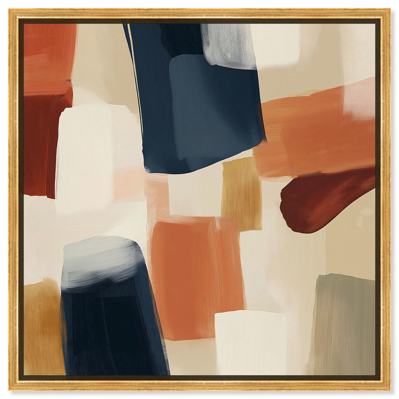 «Sienna Shift Canvas Boho», art abstrait par Art Remedy, H 41 po x l 41 po, Cadre flottant doré