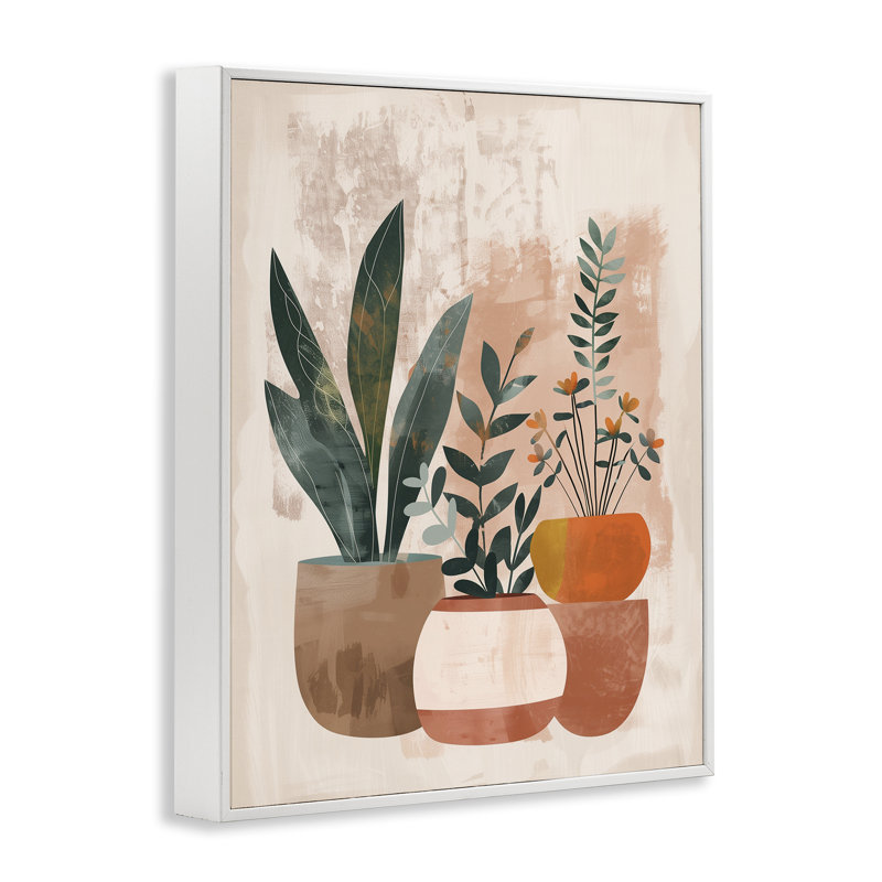 «Earthy Boho Pots Plants», estampe numérique, design par LSR Creative Studio, H 30 po x l 24 po