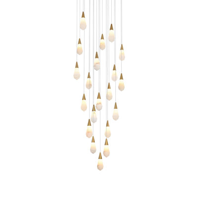 Belote 32 inch Round Alabaster Chandelier in Satin Gold