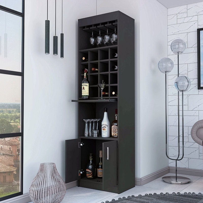 Armoire de bar 16 tablettes à 1 tablette, Noir